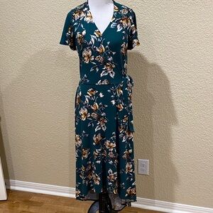 Elegant Floral High Low Dress in Teal